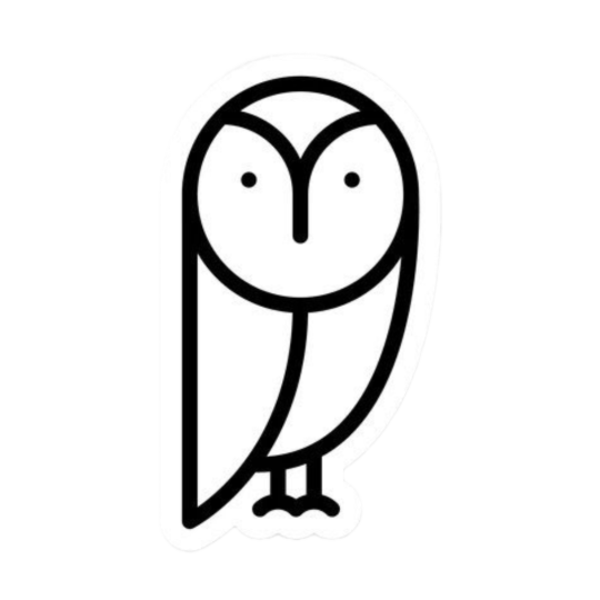 Sticker, Owl, Black, White